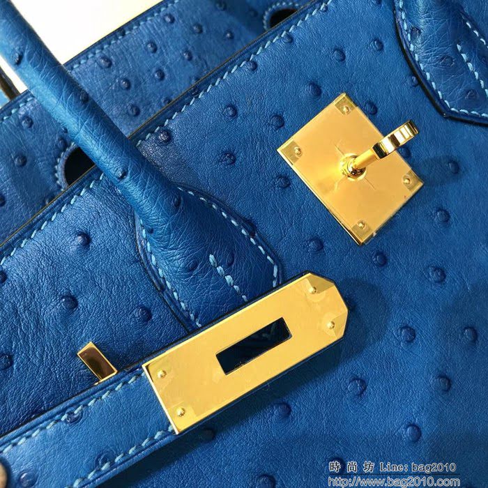 HERMES愛馬仕 鉑金包 Birkin 30 南非原產KK級鴕鳥皮 頂級工藝 手縫蠟線 時尚手提肩背包  Ama1413
